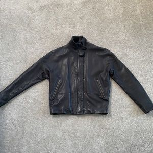 Whyred Black Leather Bomber Jacket Womens EU 36/US 4-6